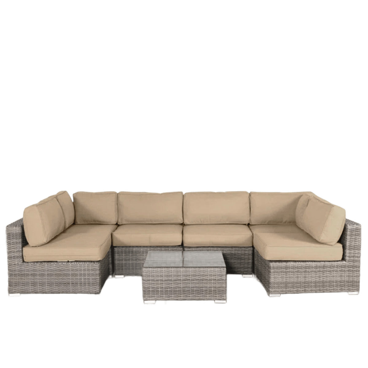 All-Weather Wicker 6-Person Sectional Seating Set With Cushions
