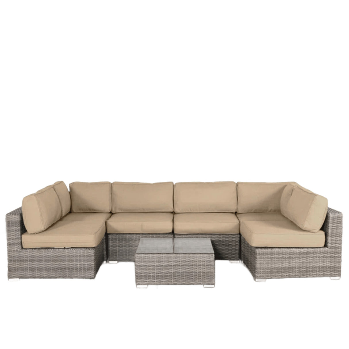 All-Weather Wicker 6-Person Sectional Seating Set With Cushions