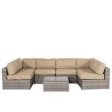 All-Weather Wicker 6-Person Sectional Seating Set With Cushions