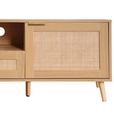 Modern Rattan TV Stand With Storage Cabinets - Sleep Galleria