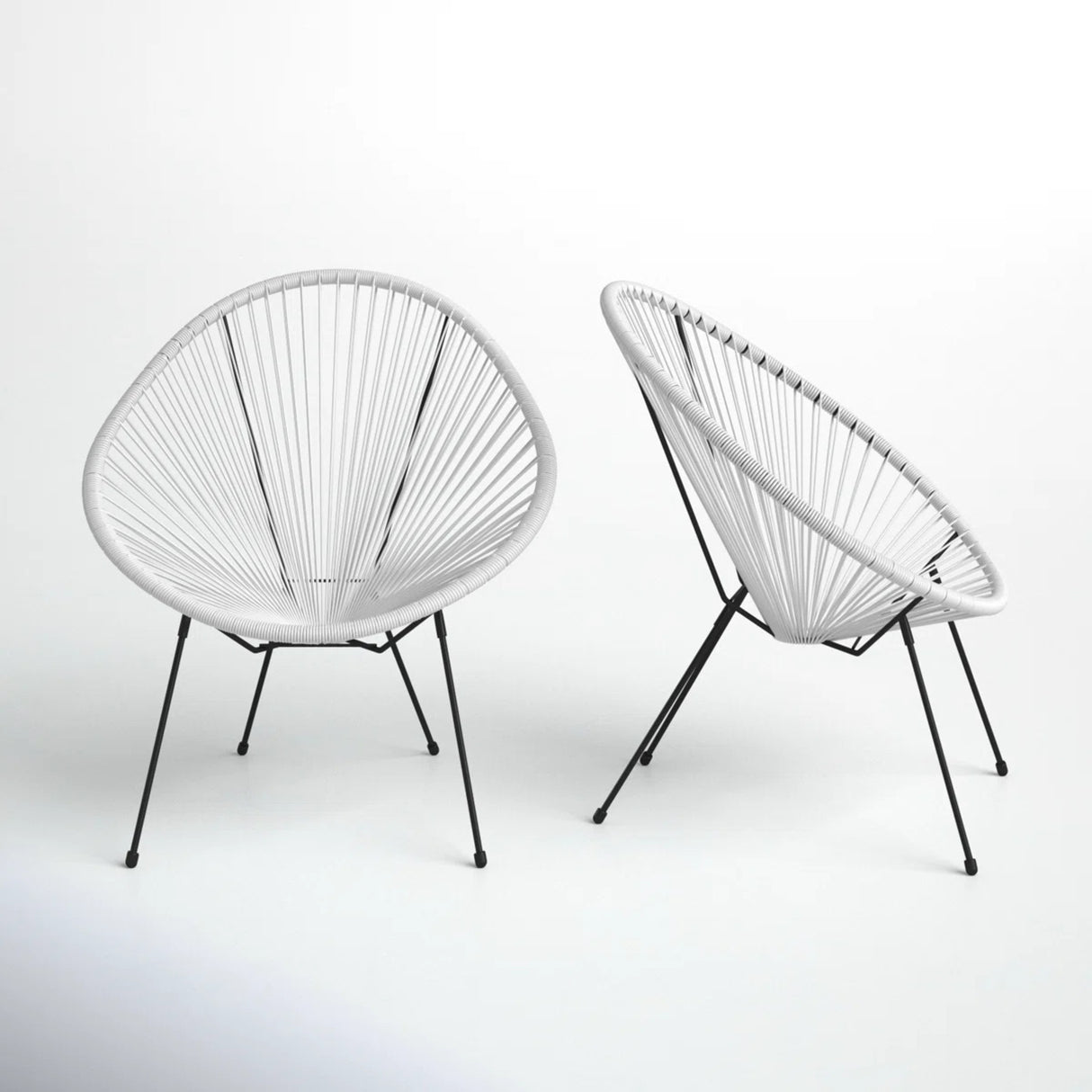 Set of 2 Mid-Century Modern Outdoor Aluminum Lounge Chairs