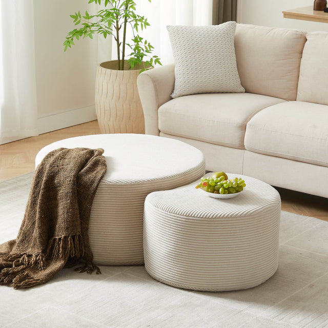 Set of 2 Upholstered Foam Ottoman Coffee Tables - Sleep Galleria
