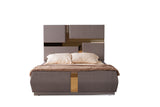 Modern Metallic Upholstered Queen Wood Bed Frame