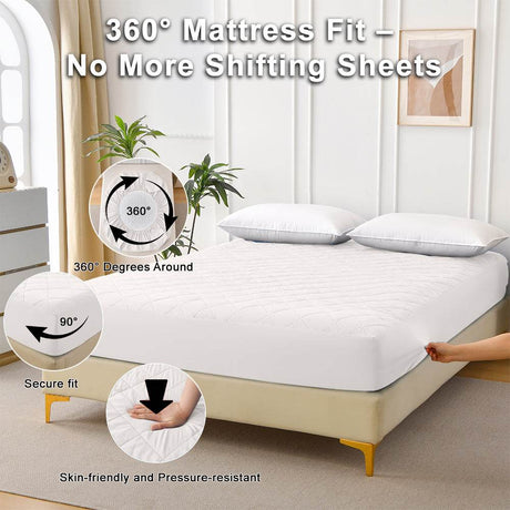 Waterproof Cotton Diamond Grid Mattress Protector Queen - Sleep Galleria
