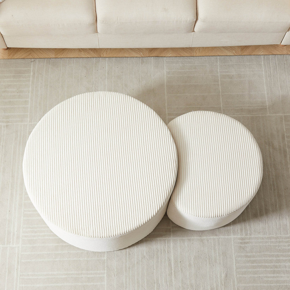 Set of 2 Upholstered Foam Ottoman Coffee Tables - Sleep Galleria