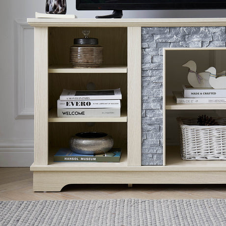 White Faux Stone Entertainment Console TV Stand - Sleep Galleria