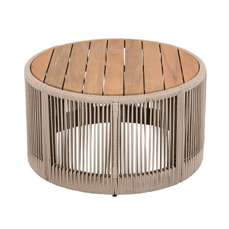 Rustic Acacia Wood Iron Rope Outdoor Coffee Table - Sleep Galleria