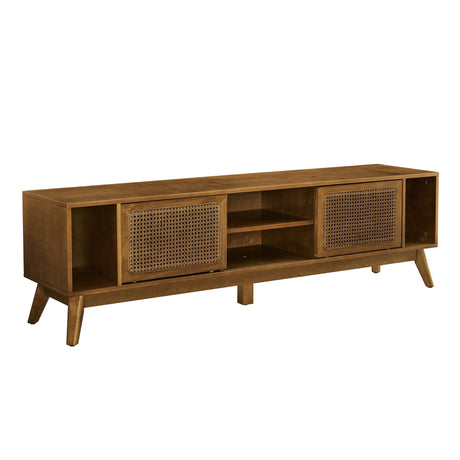Mid Century Modern Solid Wood Rattan TV Stand - Sleep Galleria