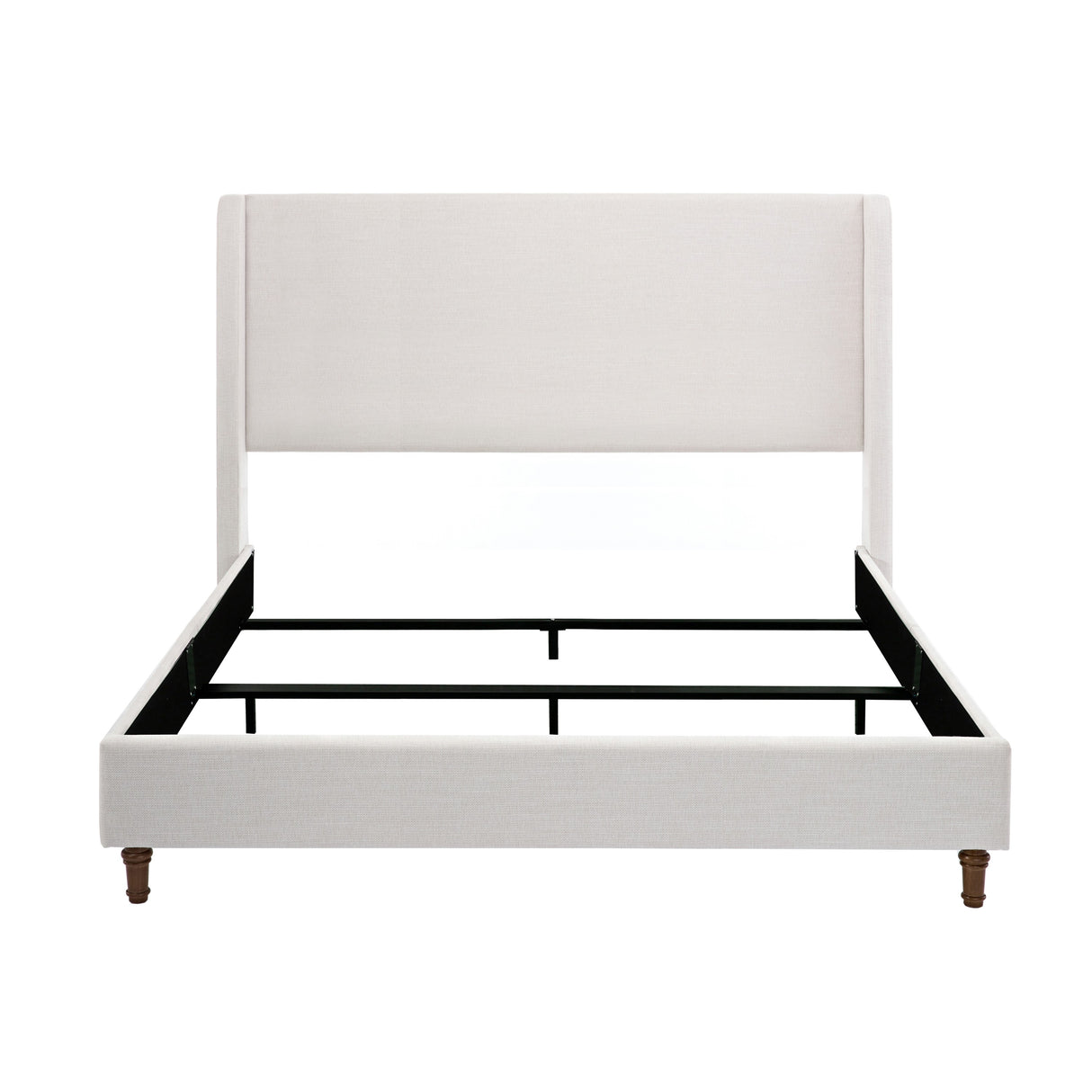 King Upholstered Wingback Fabric Metal Bed Frame