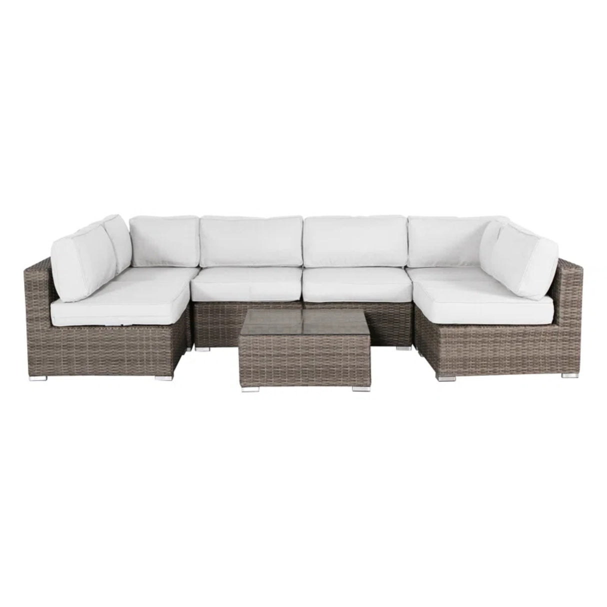 All-Weather 7-Piece Grey Mix Wicker Outdoor Lounge Set