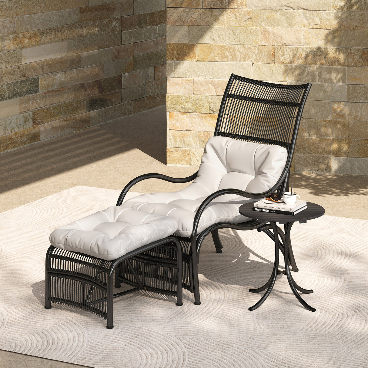 3-Piece Outdoor Wicker Patio Furniture Set With Cushions