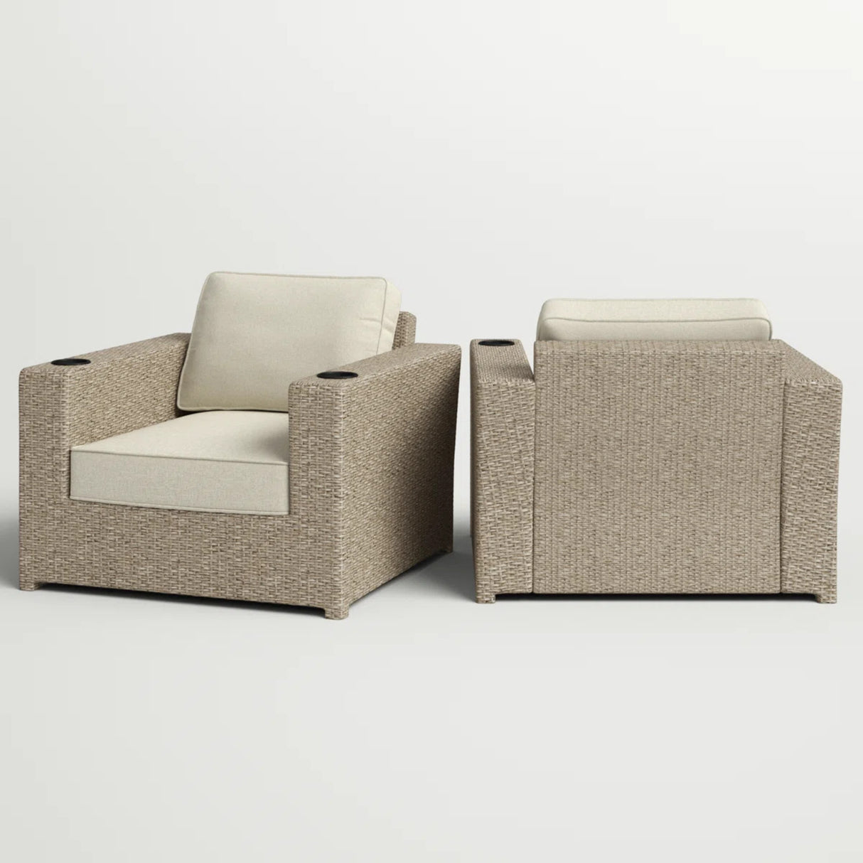 Weather-Resistant Outdoor Wicker Lounge Chairs Set Of 2