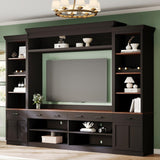 Farmhouse Mid-Century Walnut MDF TV Stand
