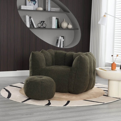 Soft Chenille Bean Bag Chair with Foam - Calmora - Sleep Galleria