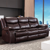 Leather Manual Reclining Sectional Sofa With Pillow Top Arms