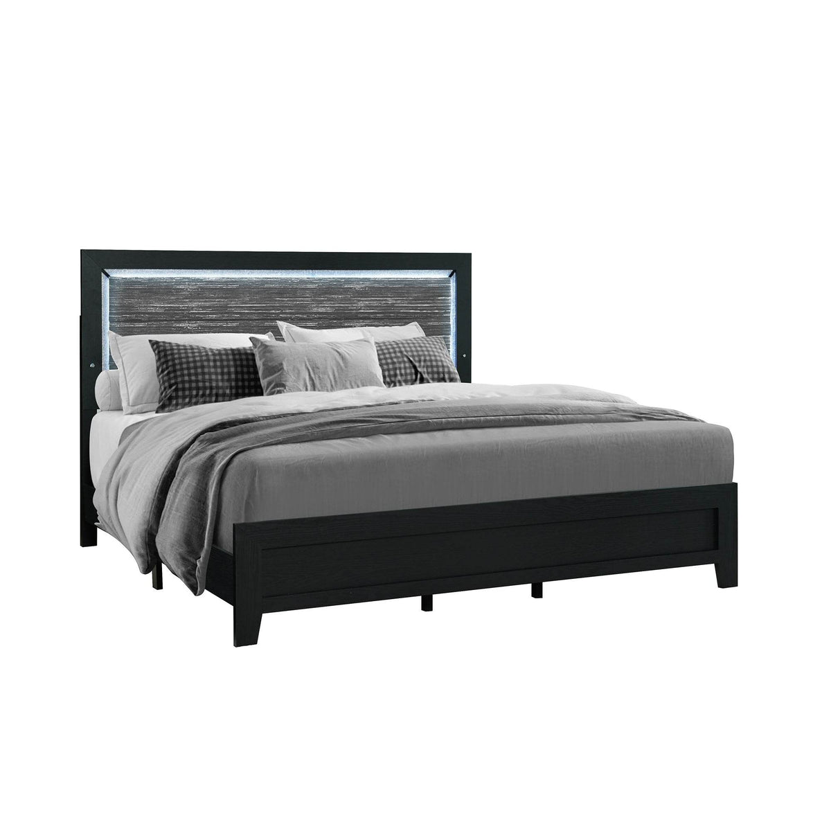 Modern Upholstered Bed Frame With LED Accent Lighting