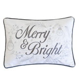 Merry Bright Embroidered Velvet Christmas Throw Pillow
