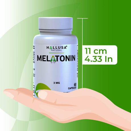 MELATONIN - Melatonin 3 Mg 60 Cap - Sleep Supplement - Dietary Supplement Restful Sleep - Deep Sleep - Relaxation - Focus Factor - Hallusa Natural