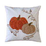 Pumpkin Embroidered Rust Cotton Throw Pillow 20x20 Inch