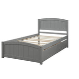 Twin Minimalistic Solid Pine Wood Platform Bed With Drawers