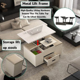 Modern Lift-Up Coffee Table With Storage And Four Stools - Sleep Galleria