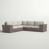 102-Inch Grey Wicker Outdoor Patio Sectional With Cushions