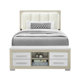 King Modern Rubber Wood Panel Bed Frame With Storage
