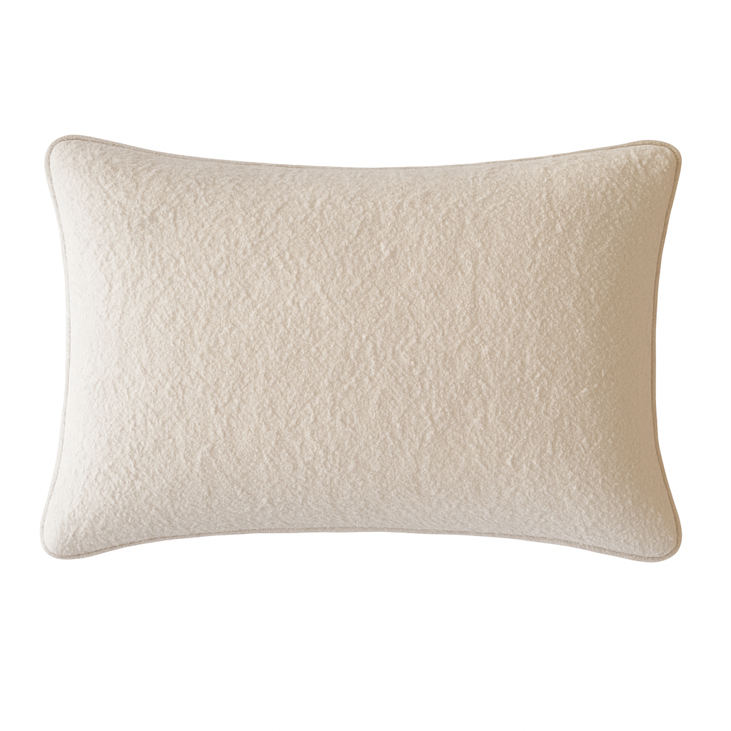 Ivory Textured Polyester Throw Pillow