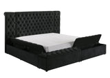Queen Velvet Tufted Upholstered Bed Frame With Storage