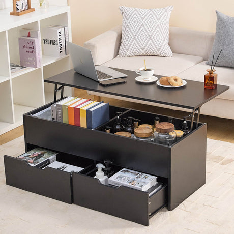 Lift-Top Coffee Table With Hidden Storage And Drawers - Sleep Galleria