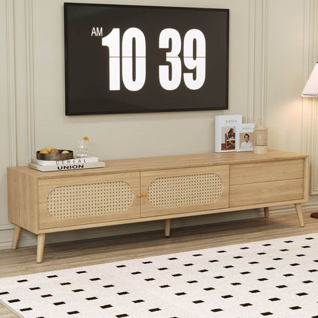 Boho Farmhouse Solid Wood TV Stand Cabinet - Sleep Galleria