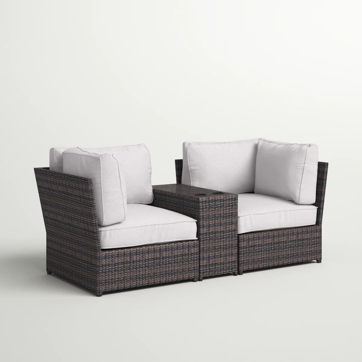 Outdoor Weather-Resistant Wicker Loveseat With Cushions