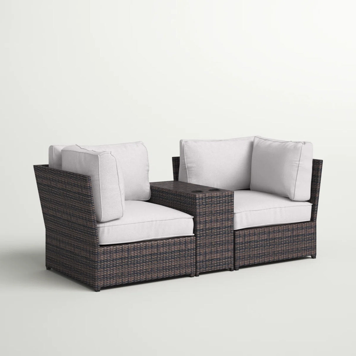 Outdoor Weather-Resistant Wicker Loveseat With Cushions