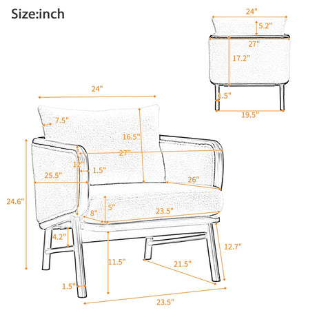 Set of 2 Sherpa Fabric Upholstered Accent Chairs - Sleep Galleria