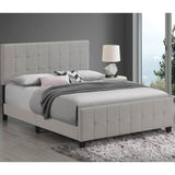 Queen Beige Tufted Upholstered Contemporary Panel Bed