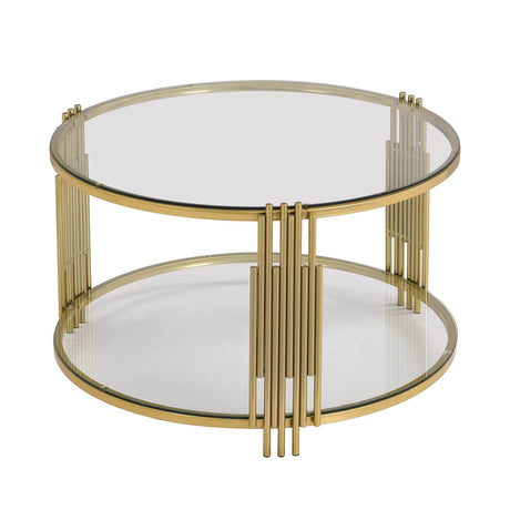 Modern Round Tempered Glass Coffee Table With Shelf - Sleep Galleria