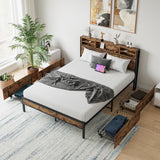 Queen Storage Bed Frame With Headboard Charging Station