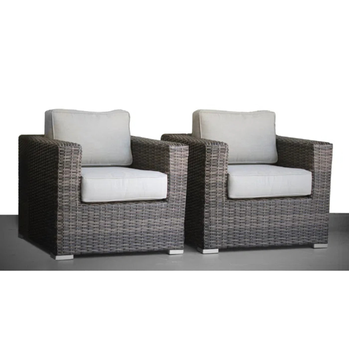 2-Piece Outdoor Wicker Patio Club Chair Set With Cushions
