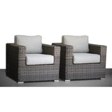 2-Piece Outdoor Wicker Patio Club Chair Set With Cushions