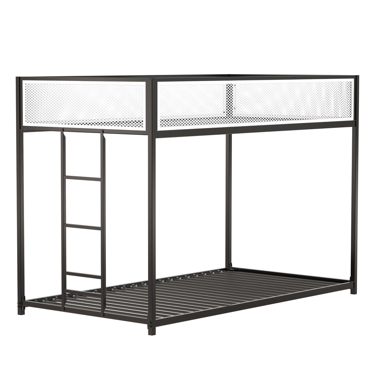 Twin Twin Metal Bunk Bed With Ladder And Guardrails