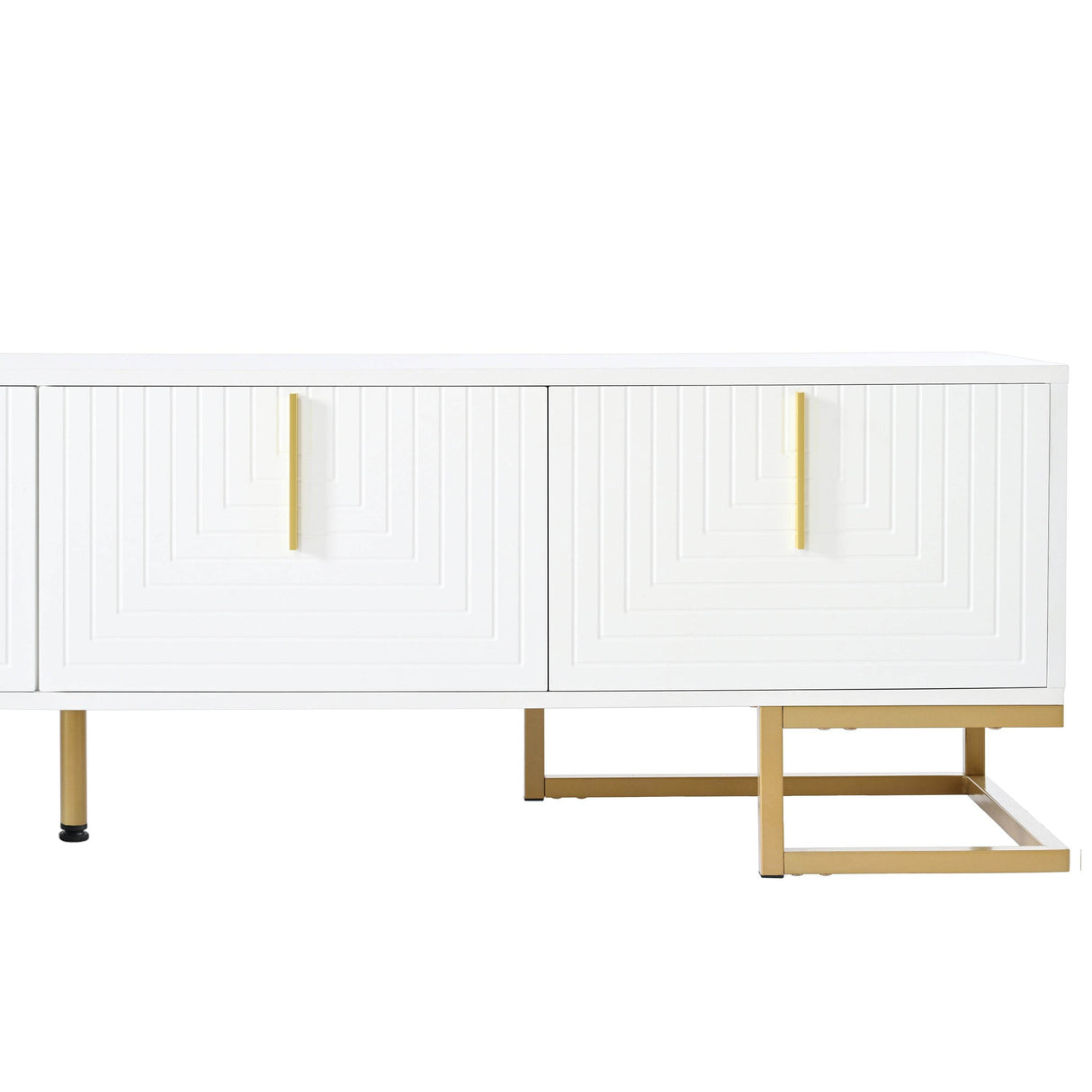 Modern White Gold Metal Legs TV Stand With Cabinets - Sleep Galleria