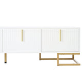 Modern White Gold Metal Legs TV Stand With Cabinets - Sleep Galleria