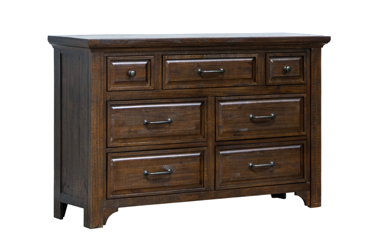 Brown 7-Drawer Engineered Wood Traditional Style Dresser