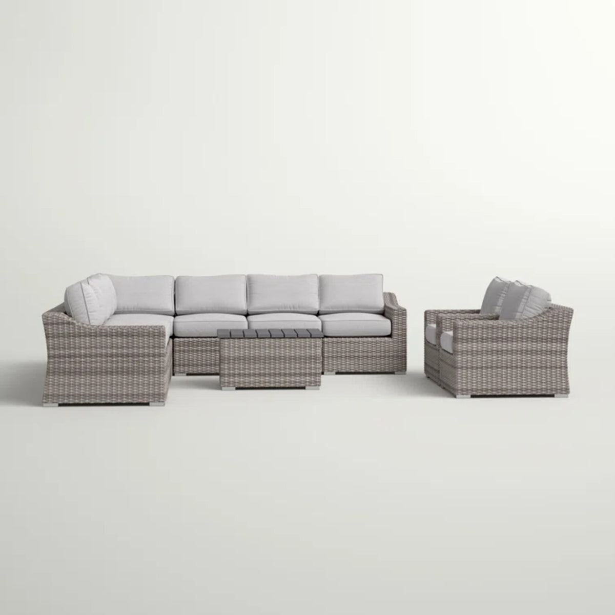 10-Piece 8-Person Outdoor Aluminum Wicker Seating Set With Cushions