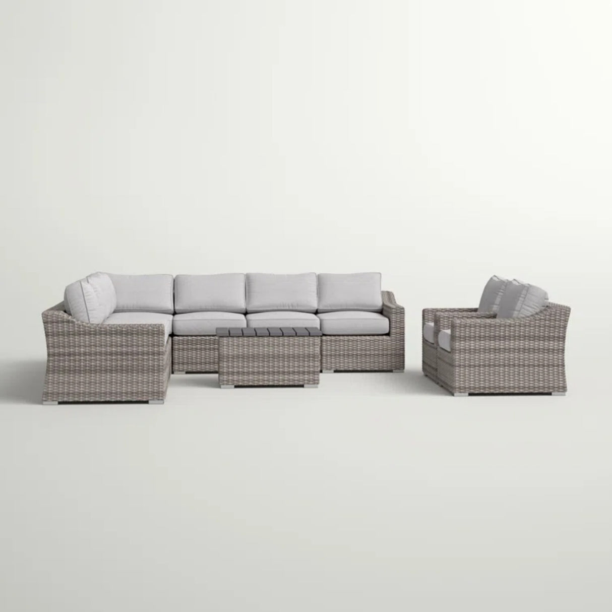 10-Piece 8-Person Outdoor Aluminum Wicker Seating Set With Cushions