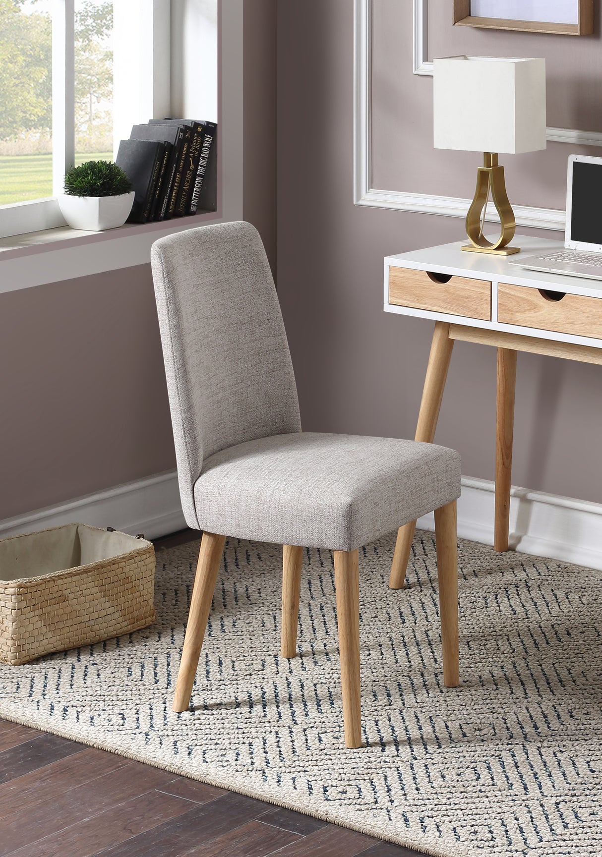 Taylor Solid Wood Gray Fabric Task Chair