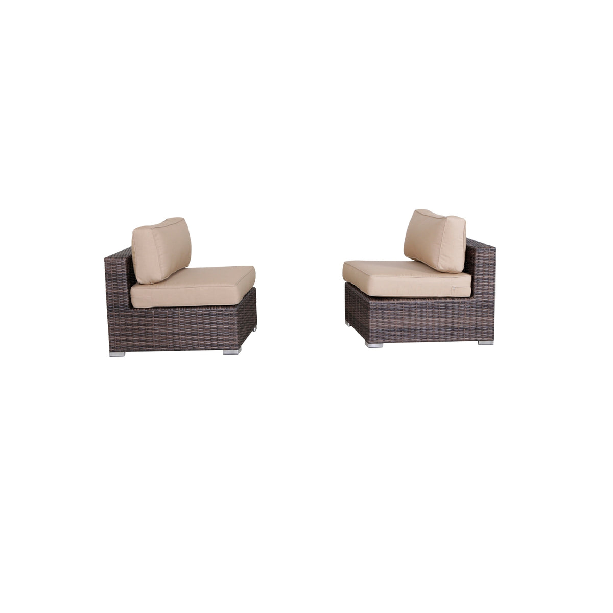 Set of 2 Armless Weather-Resistant Wicker Outdoor Chairs