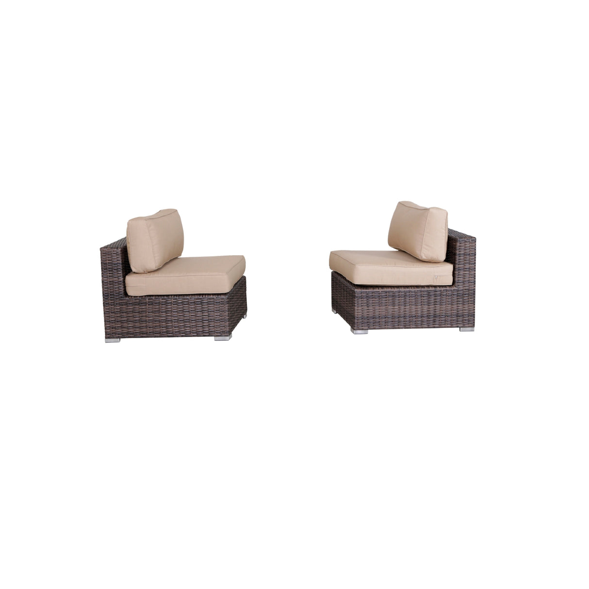 Set of 2 Armless Weather-Resistant Wicker Outdoor Chairs