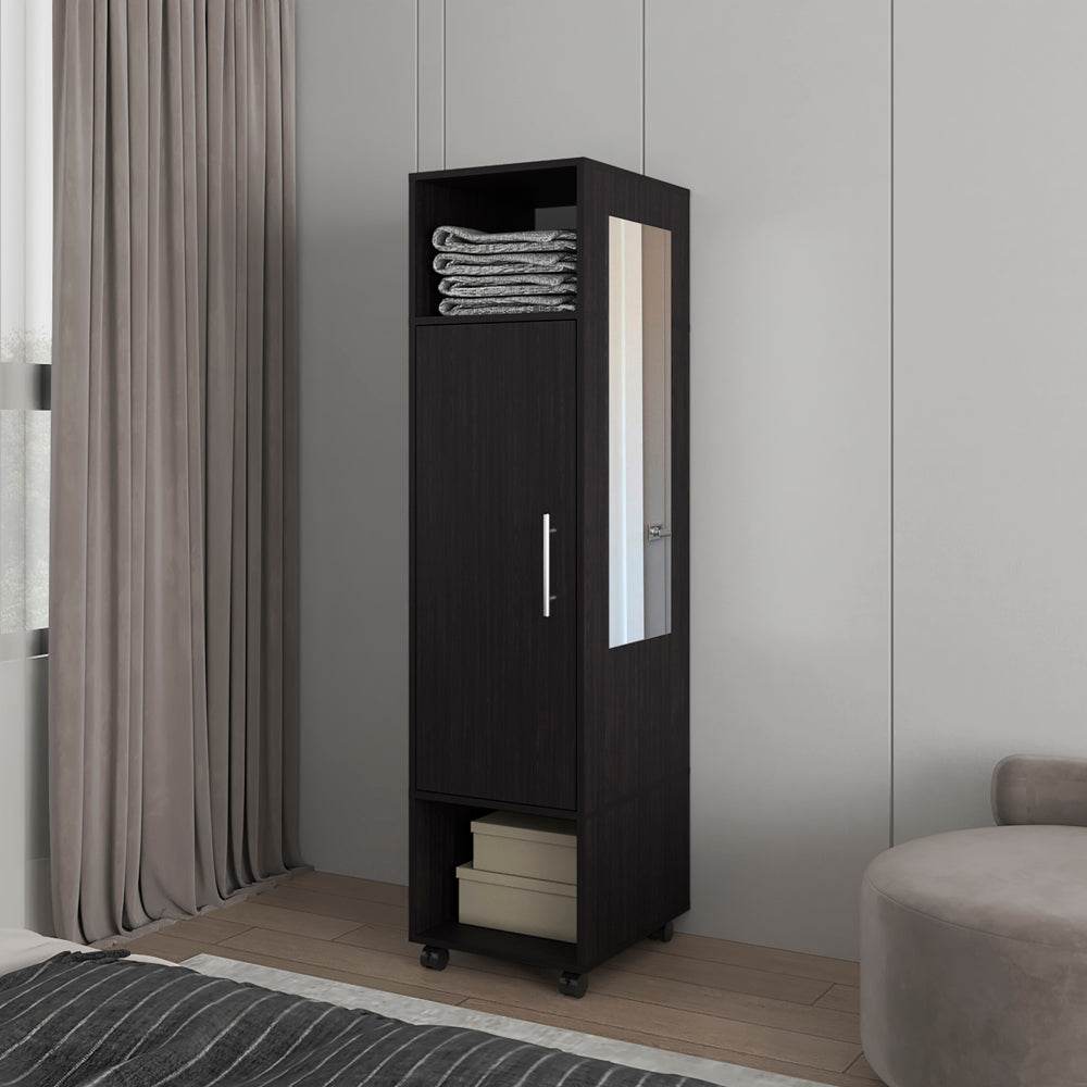 Engineered Wood Bedroom Wardrobe With Mirror Storage
