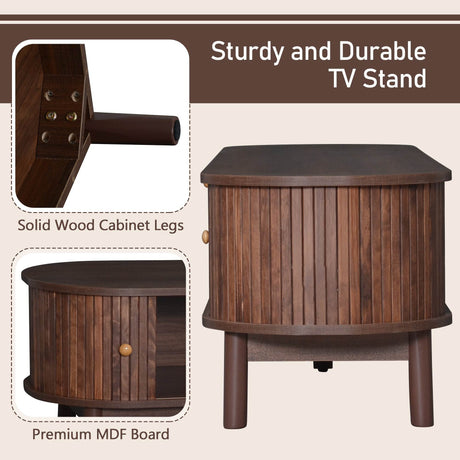 Modern Solid Wood Rattan Media Console TV Stand - Sleep Galleria